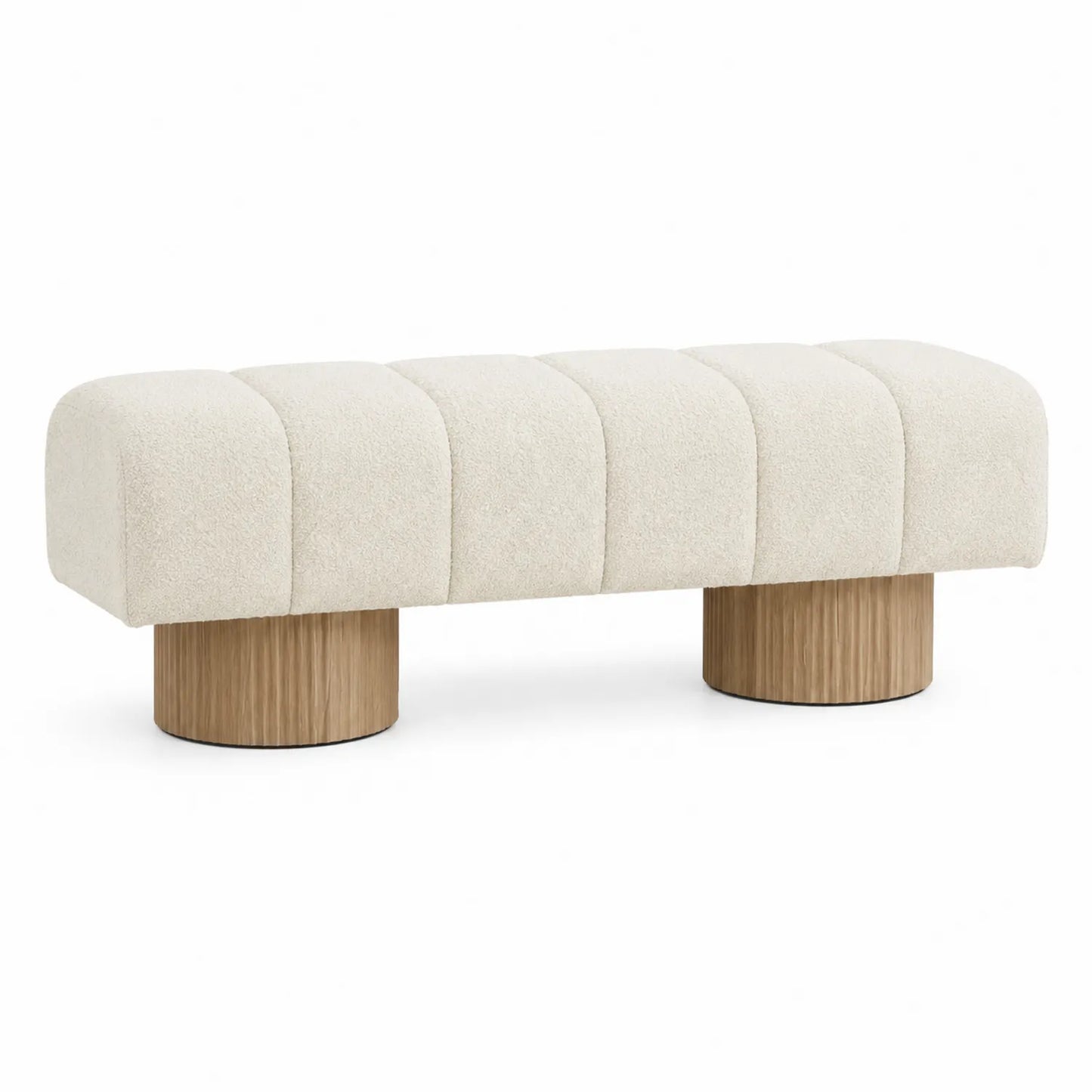 Polsterbank Bouclé Creme Rund