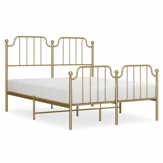 Metallbett mit Kopf- und Fußteil aus Stahl Gold 200x160 cm