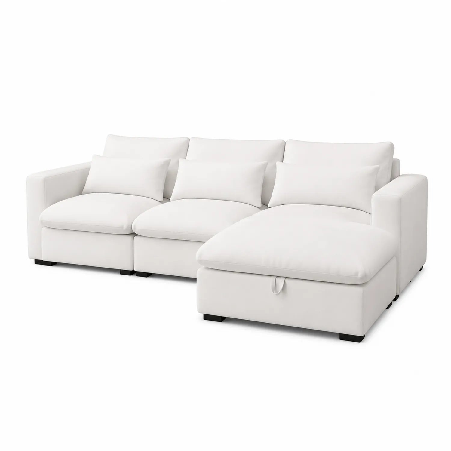 Modulares Ecksofa aus Stoff in Weiß mit Ottomane