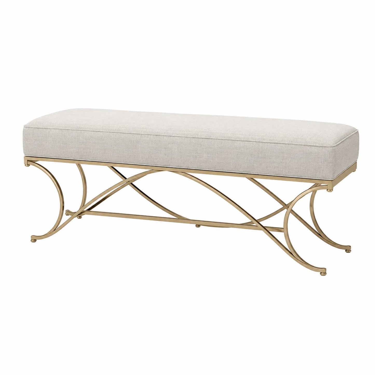 Bank Leinen Edelstahlrahmen Gold 120cm