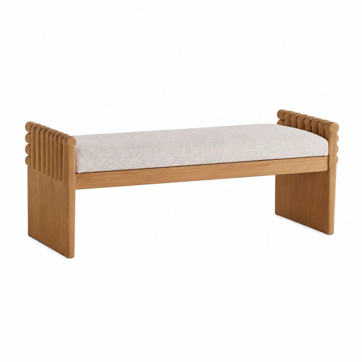 Holzbank mit gepolsterter Sitzfläche 120cm Beige