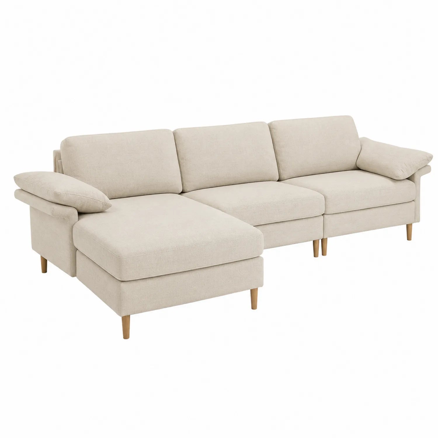 Ecksofa Leinen Beige 300x150x85 cm