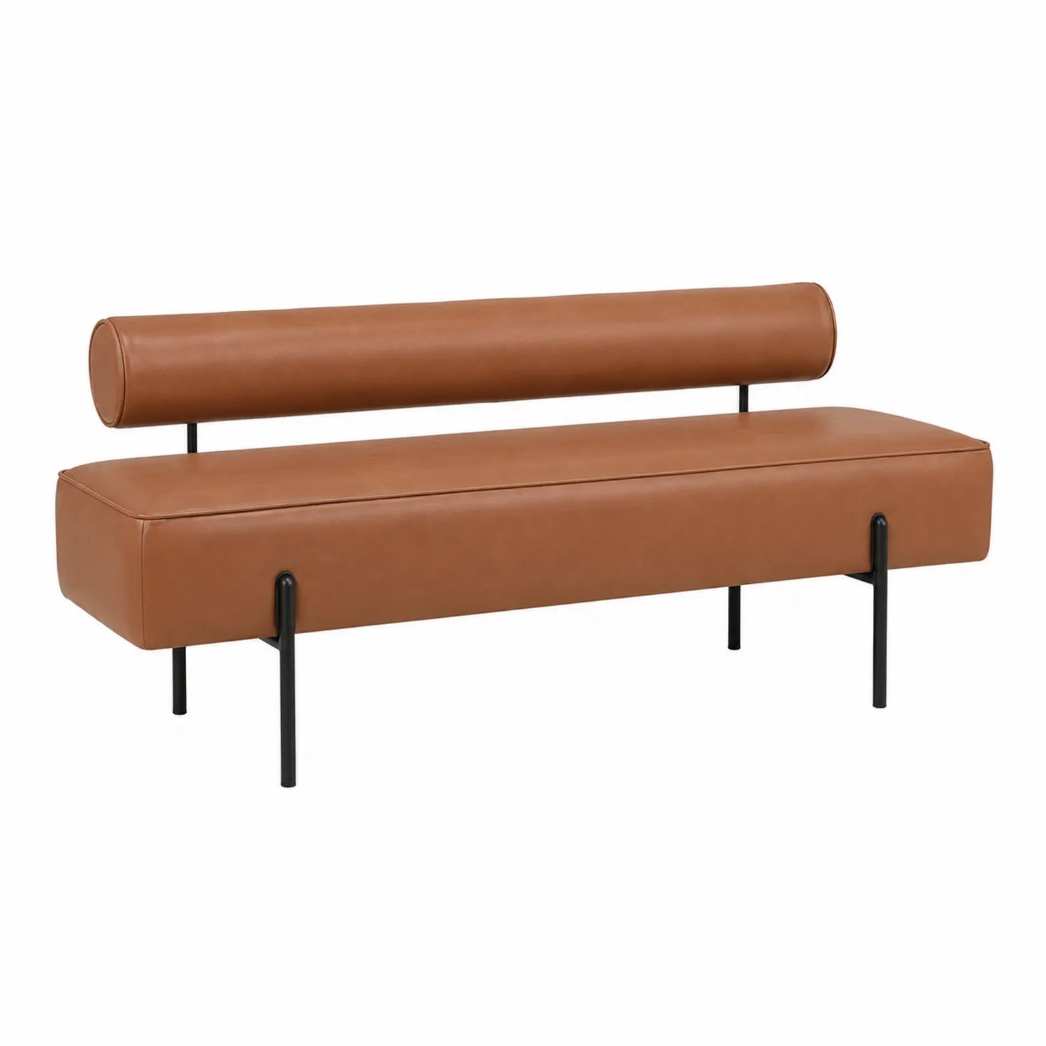 Bank PU-Leder Braun mit Metallrahmen 180x45x75cm