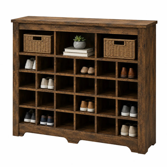 Schuhregal Holz Braun 20 Fächer