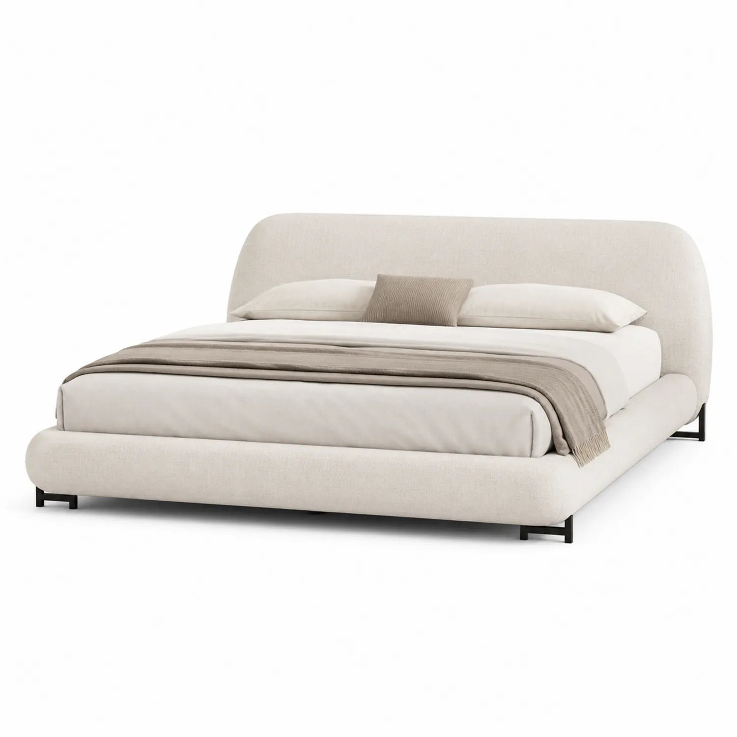 Polsterbett Stoff Metallgestell Beige 200x200 cm