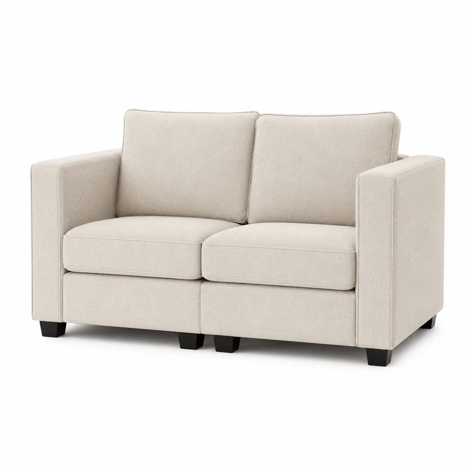 2-Sitzer Sofa mit Polyestergewebe Beige 150x85x90cm