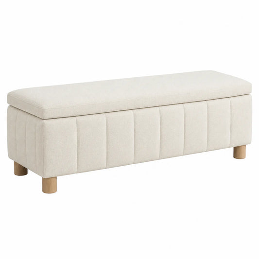 Polsterbank mit Stauraum Stoff Beige
