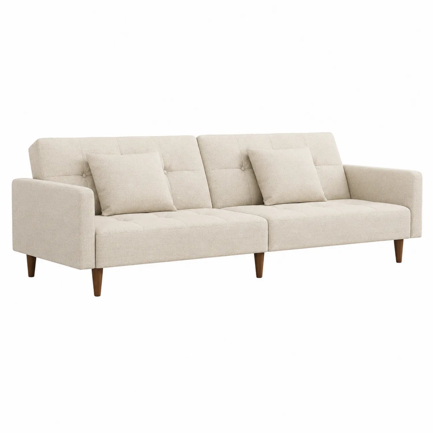 Beiges Stoffsofa 3-Sitzer mit Holzbeinen