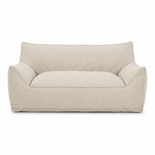2-Sitzer Sofa Leinen Creme 180x90x75 cm