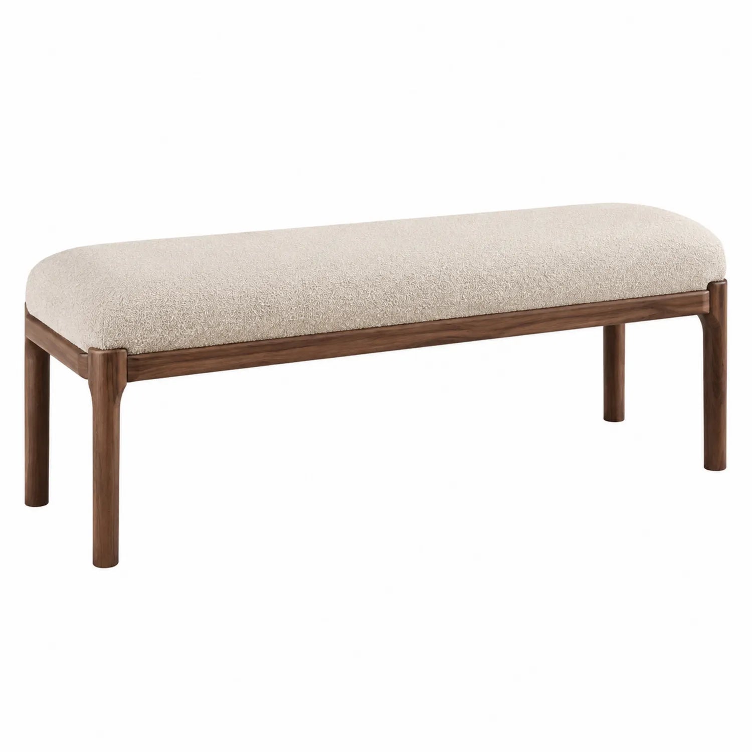 Holzbank mit Wollbezug Beige 120x40x45 cm