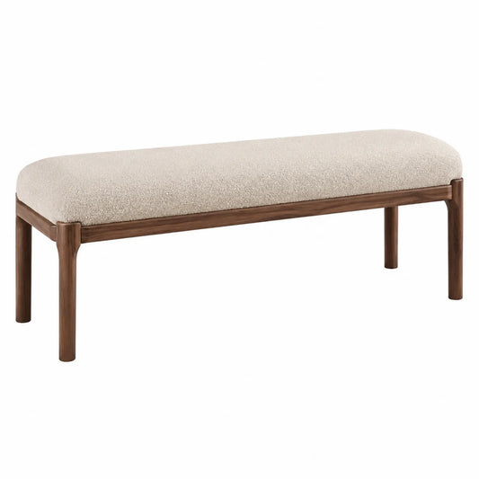 Holzbank mit Wollbezug Beige 120x40x45 cm